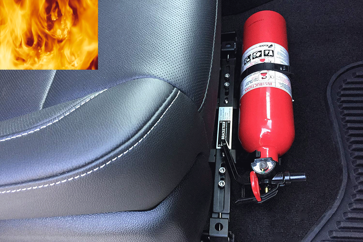 Bạn nên đặt bình chữa cháy ở dưới gầm ghế của xe